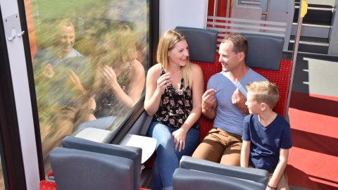 Familie im Zug Freizeit